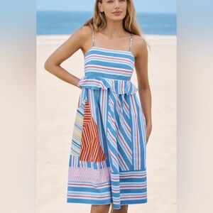 Anthropologie Celandine Sleeveless Square-Neck Striped Midi Dress